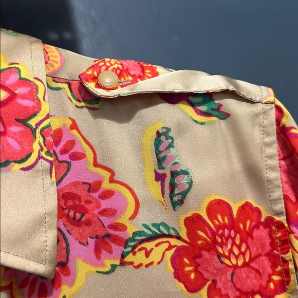 Jones New York woman camel Floral silky Blouse - Picture 3 of 8